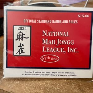 4 X National Mah Jongg 2024 Rule Card -MahJongg Cards - Official Hands and Rules